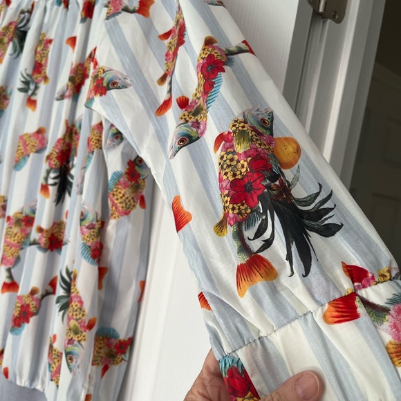 Farm Rio Ombre Fish Stripe Oversized Nylon Bomber Jacket. Rare NWT Small - Picture 6 of 8